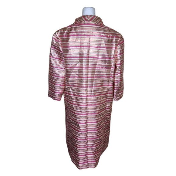Vintage 60s Mod Coat Womens Size L Pink Gold Metallic Stripe - Picture 5 of 7